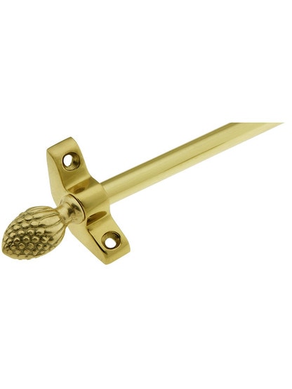 28.5 inch Inspiration Pineapple Tip Stair Rod - 3/8 inch Diameter Zinc Alloy With Standard Brackets in Polished Brass